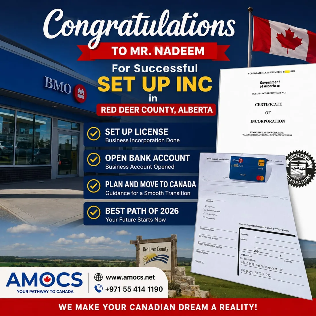 Mr. Nadeem — Business set up in Red Deer County, Alberta