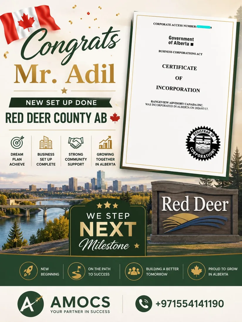 Mr. Adil — New business set up in Red Deer County, Alberta