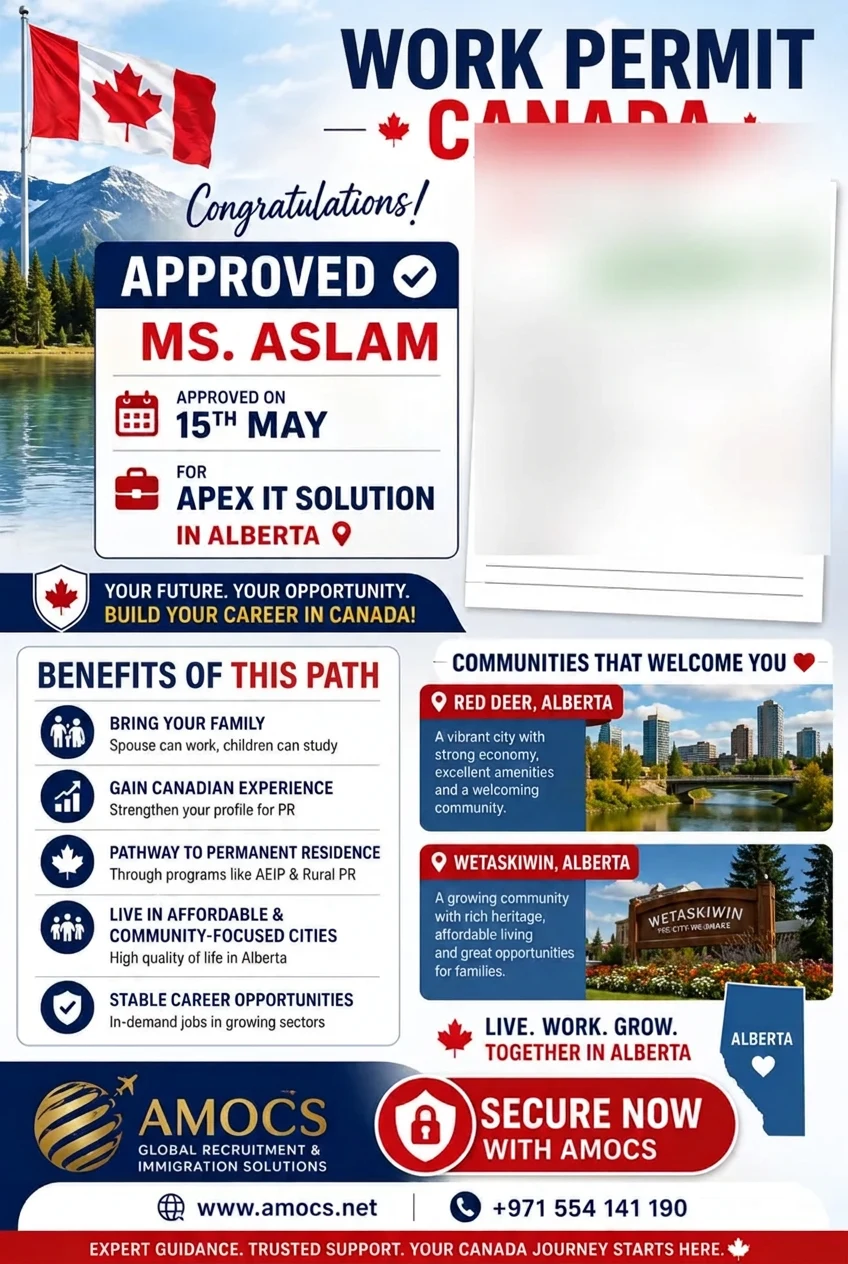 Ms. Aslam — Work permit approved — Alberta