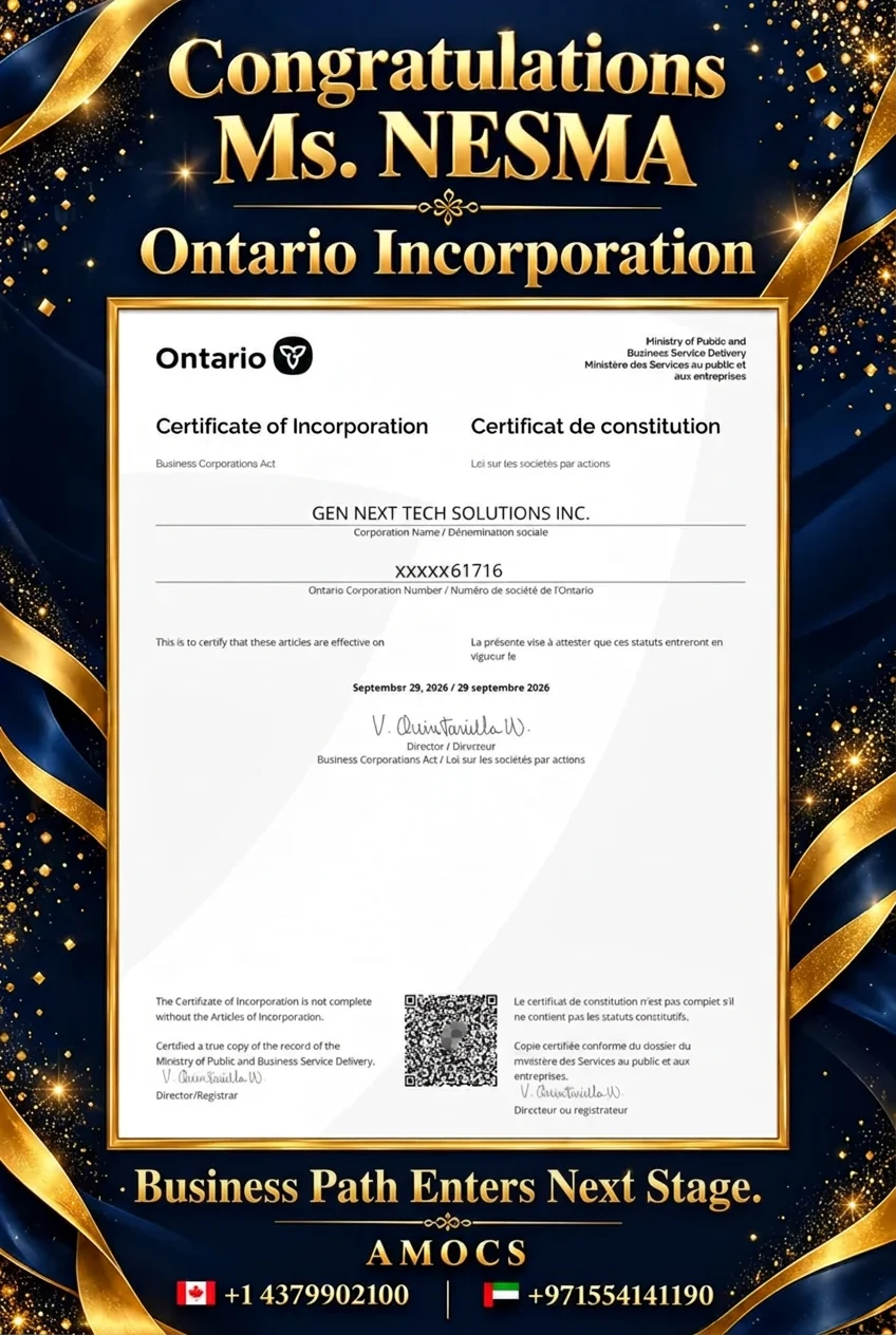 Ms. Nesma — Ontario incorporation