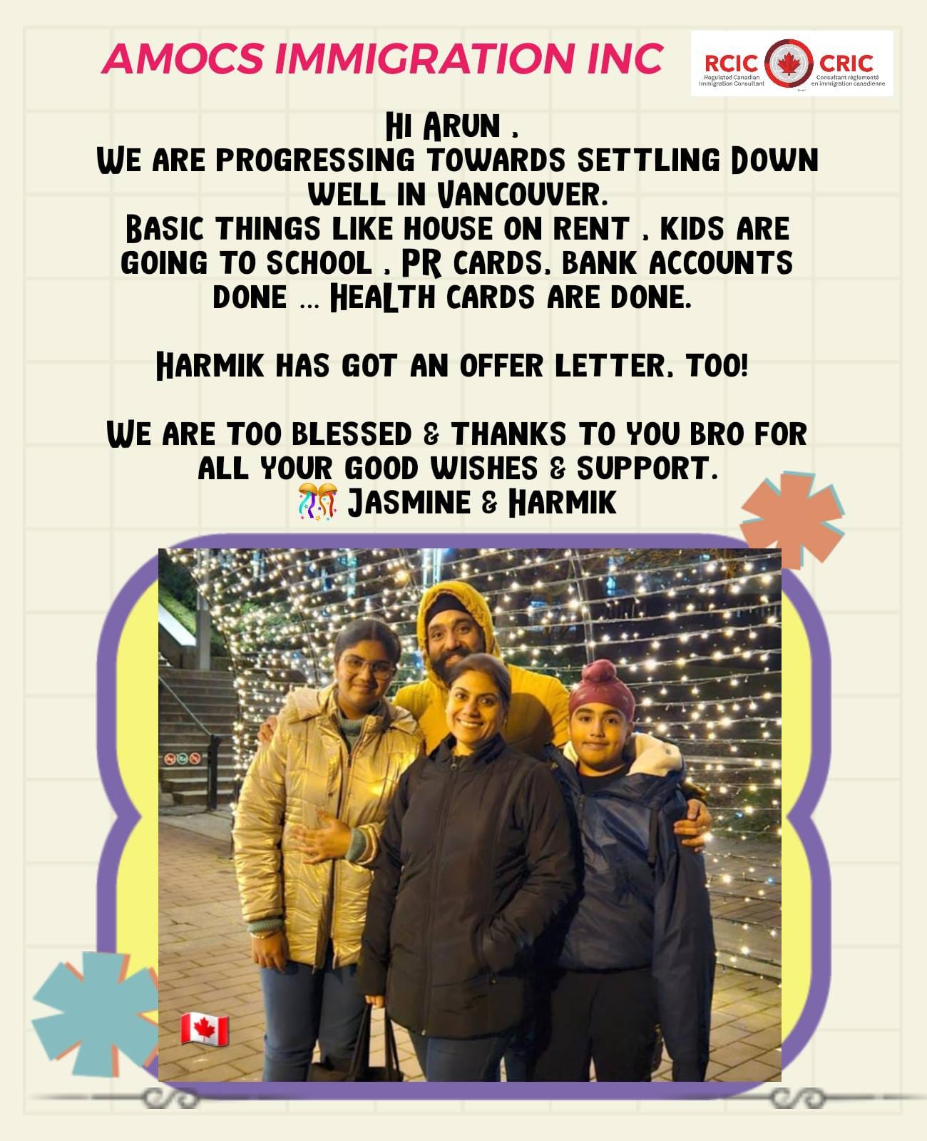 Jasmine & Harmik — Client testimonial