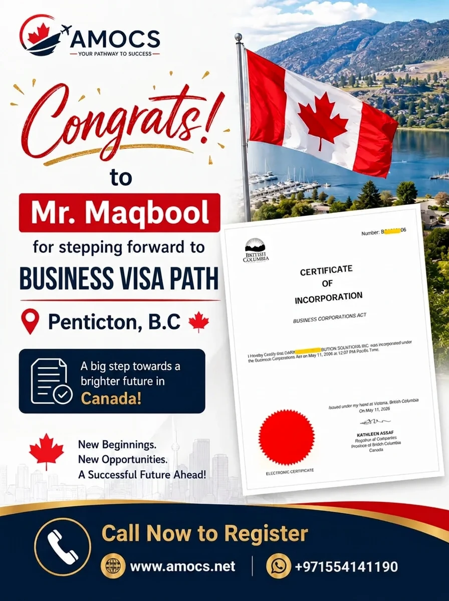 Mr. Maqbool — Business incorporation in Penticton, British Columbia