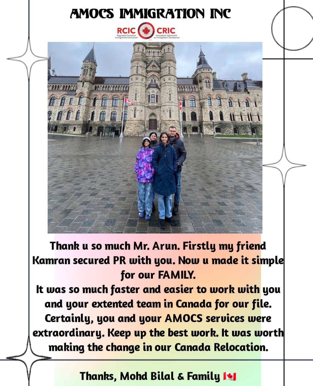 Mohd Bilal & Family — Client testimonial
