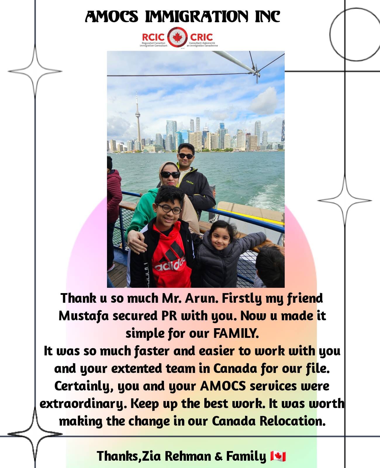 Zia Rehman & Family — Client testimonial