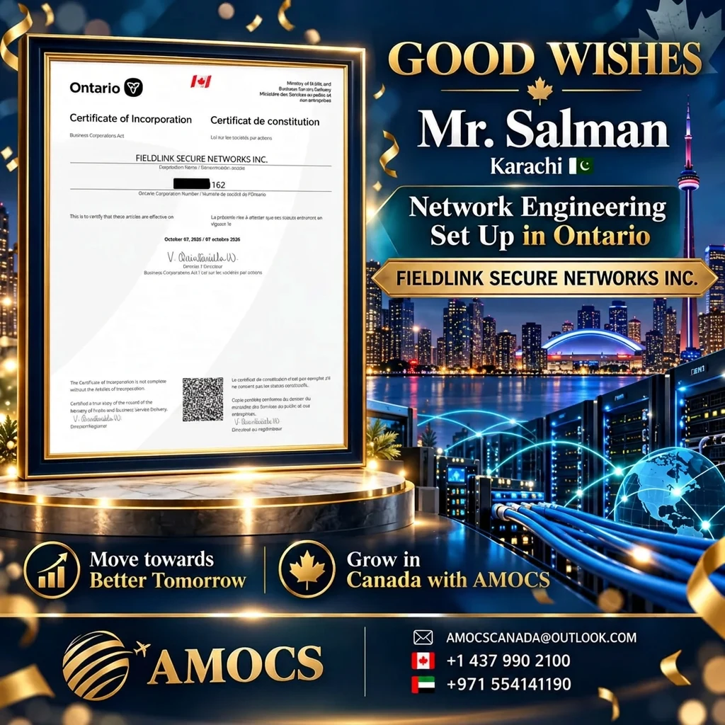 Mr. Salman — Network engineering business set up in Ontario